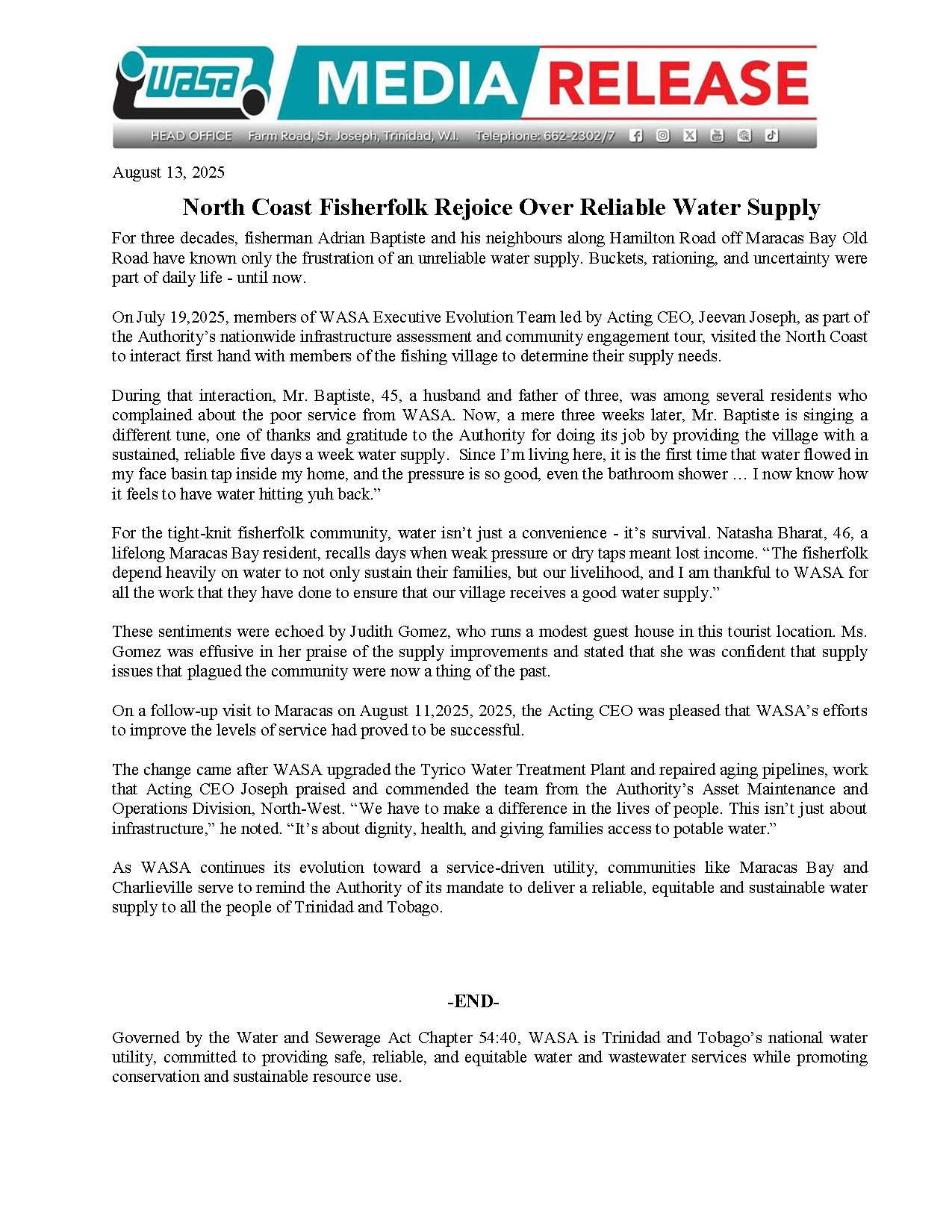 North Coast Fisherfolk Rejoice Over Reliable Water Supply